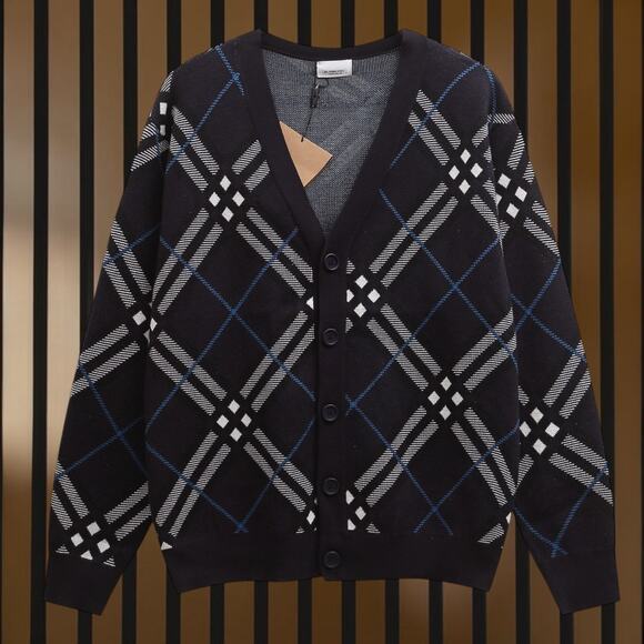 Burberr Men's Plaid Knit Cardigan